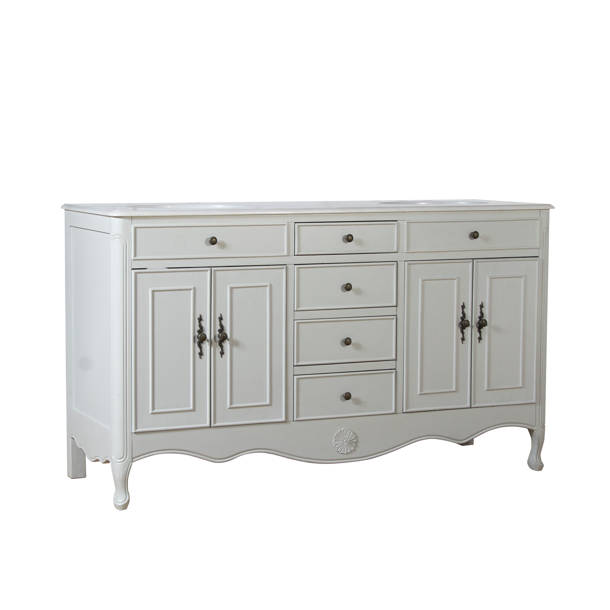 One Allium Way® Genevieve 60'' Double Bathroom Vanity with Marble Top